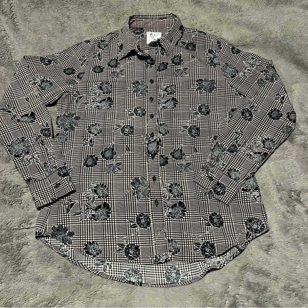 The Signature Shirt by Rochelle Behrens Plaid & Floral Print Button Down